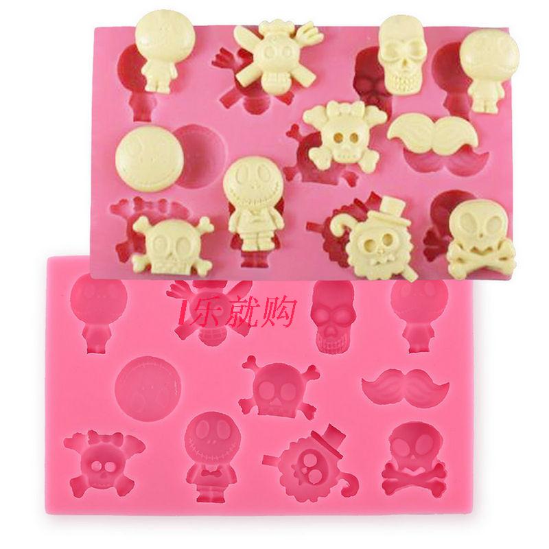 烘焙工具 万圣节骷髅头硅胶蛋 翻糖糕围边装饰模具 巧克力 粘土模