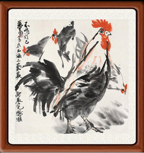 装饰画国画字画客厅真迹书法宣纸书画作品集仿黄胄 雄鸡图赠装裱