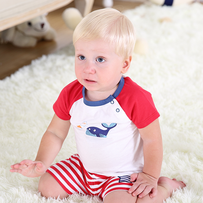 专柜卡特思男宝全棉牛角短袖t恤