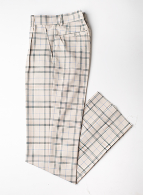 [无为工坊]宽松版型正统DK制服裤奶茶色千鸟格子日本学生西装裤