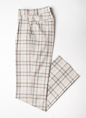 宽松正统制服裤奶茶色格子日本