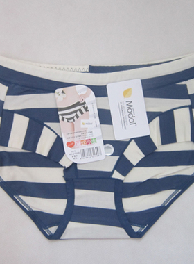 特价 4条包邮 宽条纹莫代尔女士中腰内裤 黛丝少女 21609