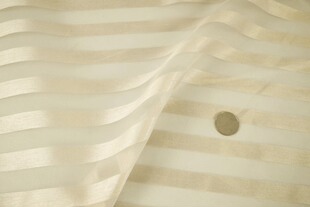 浅黄色条纹欧根纱面料硬纱 DIY服装连衣裙布料