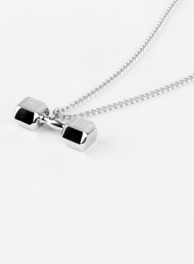 钛钢健身运动哑铃项链