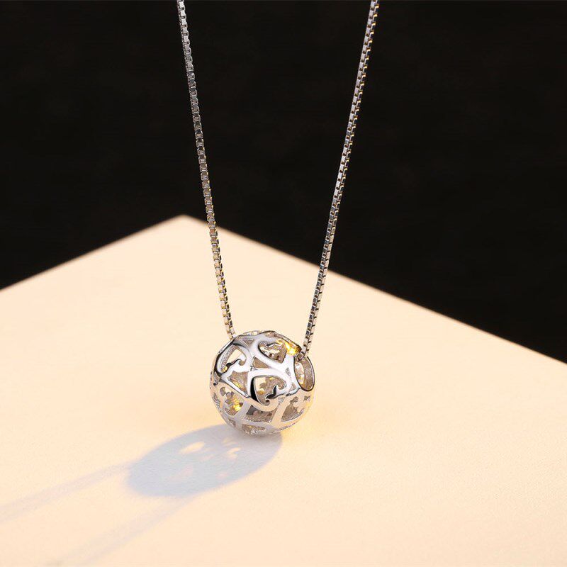 Zhoujiujiu 925 Silver Necklace Japan Korea Edition fashion clavicle Hollow Transfer bead Pendant Simplicity Versatile giftin the Accessories/Fashion Jewelry, Necklace  category - from Buy2taobao.com to provide professional Taobao agent buy service