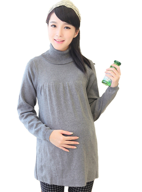 慈颜 秋冬款孕妇装 宽松 孕妇春秋装针织衫高领毛衣 SMRJ802