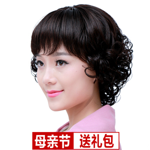 中老年假发短卷发自然逼真波浪卷发蓬松时尚假发女短发妈妈假发
