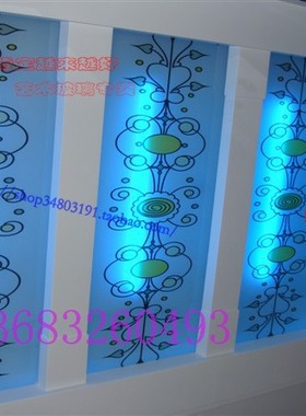 定做钢化艺术玻璃隔断玄关吊顶打灯罩窗户门芯地中海蓝色欧现代式