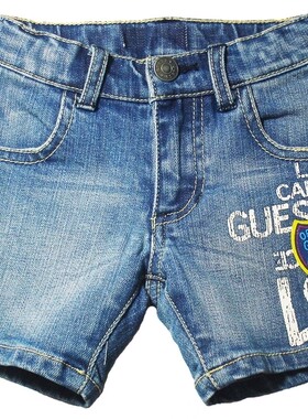 哟呼！GUESS 1-2岁男童浅蓝全棉水洗牛仔中裤短裤34786