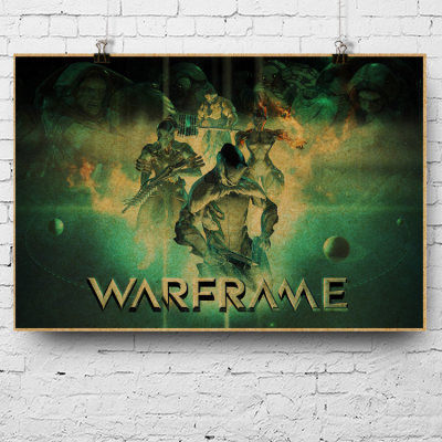 星际战甲 Warframe 战甲神兵 战争框架 网吧宣传画复古游戏海报