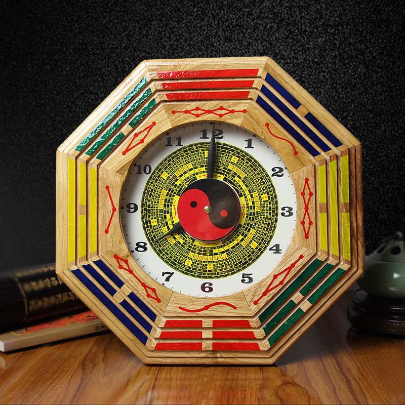 泰山福缘阁木雕八卦钟 罗盘挂件家居饰品吉祥物