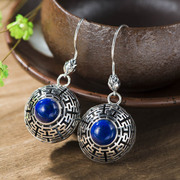 Thai Thai silver inlaid natural lapis lazuli earrings 925 Silver Fashion Earrings product flows