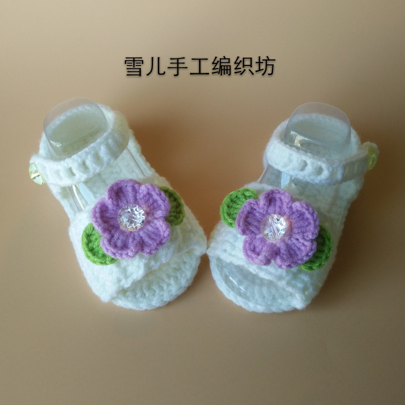 夏季新款纯手工编织婴儿宝宝大花凉鞋    手钩新生儿软底毛线鞋|msdalam kategori kasut kanak-kanak/Kasut bayi/kasut ibu bapa dan anak, kasut kain tradisional/kasut tenunan tangan - dari Buy2taobao.com untuk memberikan perkhidmatan ejen Taobao profesional membeli