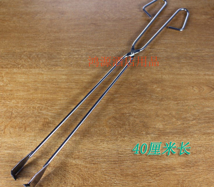 40厘米特长大号烧烤木炭夹子碳夹子炭夹不锈钢火钳夹三叉烧烤夹子