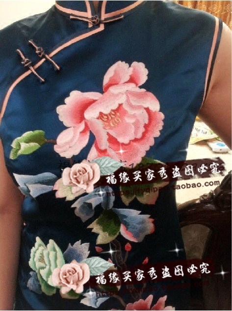 蟹青刺绣旗袍 生日宴会婚礼上海滩旗袍日常旗袍改良旗袍定做旗袍