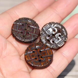 『系石苑』DIY散珠文玩手链饰品配件骨雕福在眼前蝙蝠背云小坠子