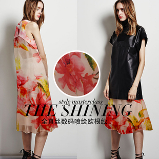 全真丝数码 99元 喷绘欧根纱 清仓布料 米 特价 胡胡布店