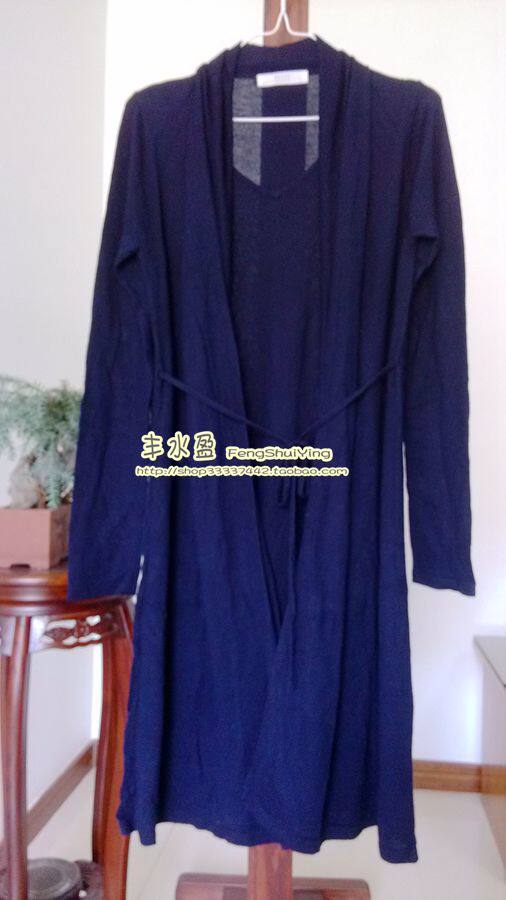 好版型加长款假两件披肩针织开衫