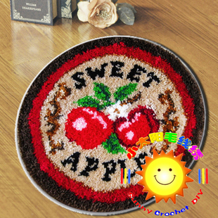 bb段段绣/毛线绣/地毯绣/绒绣/钩针绣 挂画/坐垫 甜苹果(2件包邮