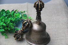 Колокол для службы 尼泊尔纯手工青铜手摇九股铃杵金刚杵金刚铃铃铛摆件居家大号
