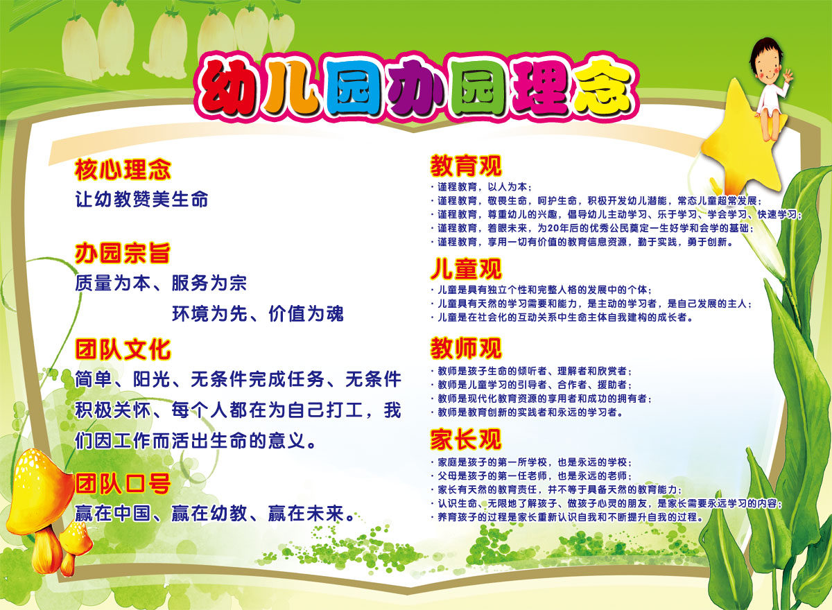 752海报印制展板写真喷绘115幼儿园展板办园理念办园宗旨团队文化