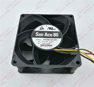 9GV0812P1G03 三洋暴力散热风扇 12V 3.8A 4线PWM 原装 8038 Sanyo