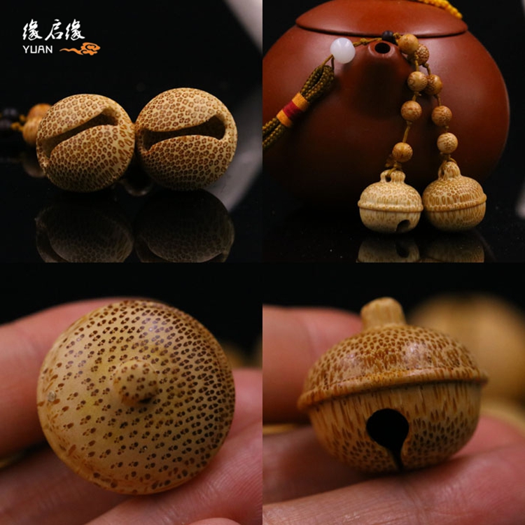 竹雕竹根雕精品名家杨吉作品满鱼子纹的小叮当铃铛手把件吊坠挂件