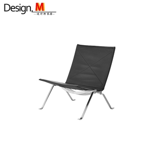 Design.M创意家具pk22 easy chair安乐椅不锈钢真皮沙发休闲躺椅