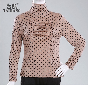 台航桑蚕丝针织高领长袖打底衫打皱领