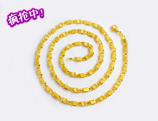 越南沙金项链  经典款镀24K黄金瓦片式环扣单链仿真金首饰