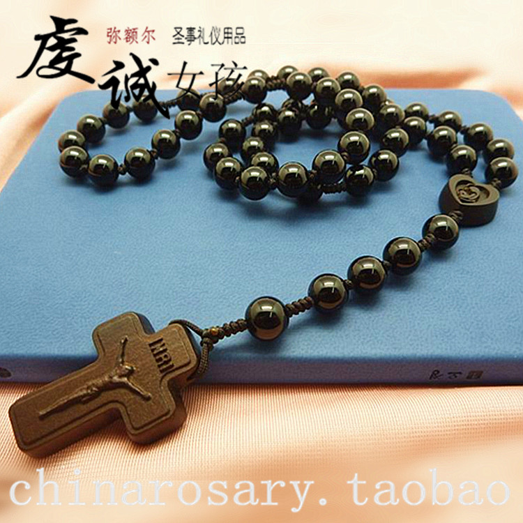 [ w45-2 ]Necklace Catholic church Rose meridian 5 beads Relic Jujube Black Onyx 8mmin the Accessories/Fashion Jewelry, Necklace  category - from Buy2taobao.com to provide professional Taobao agent buy service