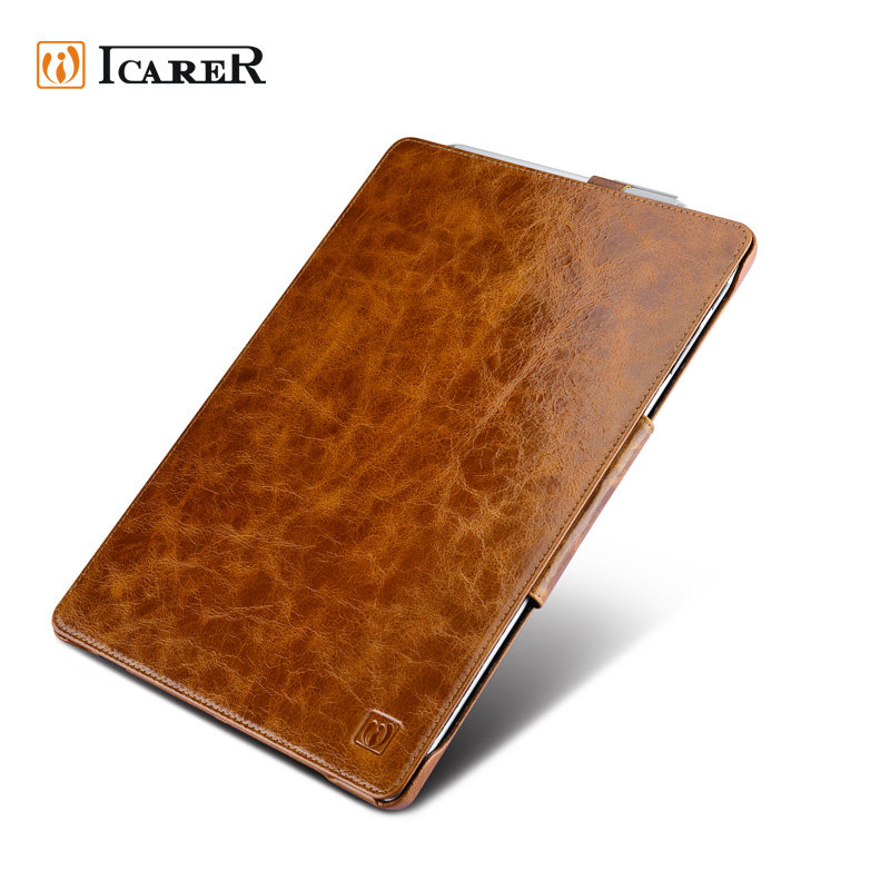 iCarer Oil Wax Vintage Series Handmade Genuine Cowhide Leather Case Cover for MicroSoft Surface Pro 4