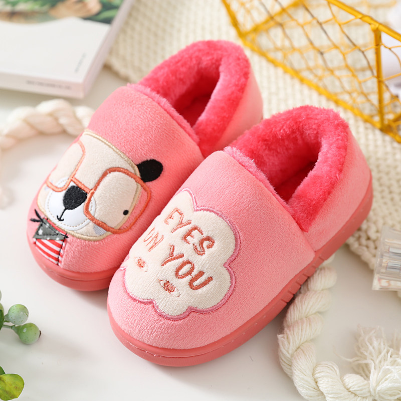 Pantoufles enfants en suède pour hiver - semelle plastique - Ref 1032181 Image 1