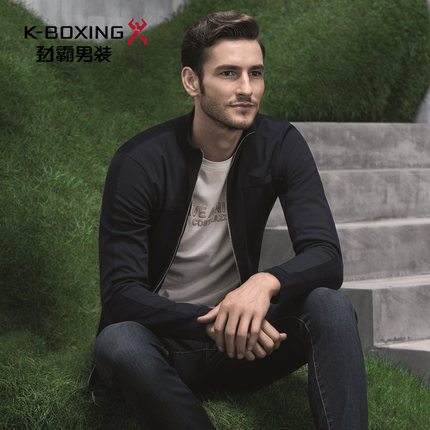 【专柜新品】劲霸男士针织衫2017春季新款拉链开衫男毛衫FYXV1304