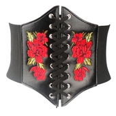 加长松紧弹力腰带毛衣皮带潮 配裙子大码 复古刺绣宽腰封女装 饰西装