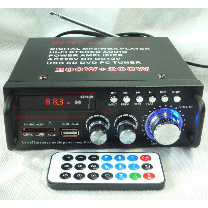 蓝牙功放机 12V/220V插卡功放 遥控 单曲循环 电脑功放多功能