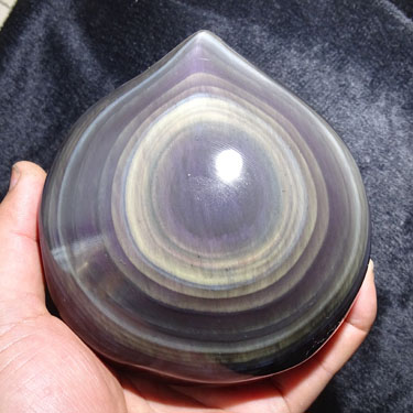 天然彩虹眼黑曜石手把件