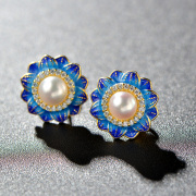 New Thai female cloisonne earrings 925 Silver Pearl Earring earrings fashion
