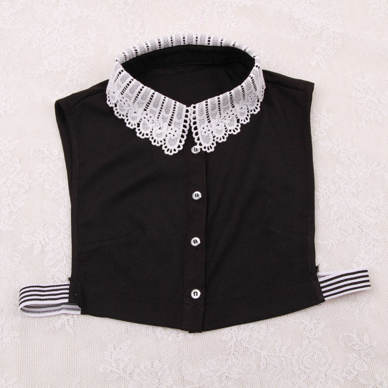 双层蕾丝黑白衬衣领装饰假领子 女 衬衫韩国百搭假领春秋冬季
