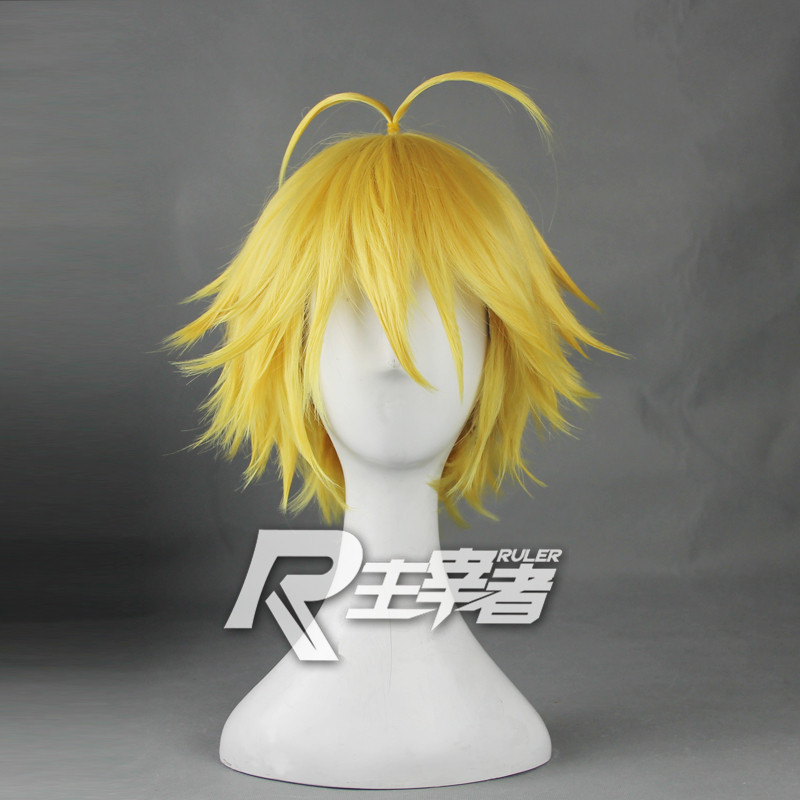 七大罪 愤怒之罪 金黄色金色反翘短发cosplay假发假毛双呆毛 正品