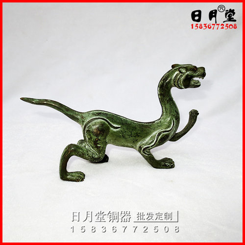 包邮纯黄铜白虎铜老虎仿古青铜四大神兽家居中式客厅桌面摆件 - 封面