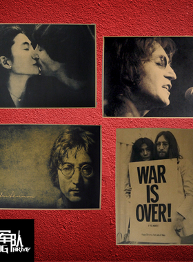 约翰列侬 Lennon摇滚牛皮纸海报装饰画 咖啡馆酒吧室内照片相框墙