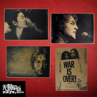 约翰列侬 Lennon摇滚牛皮纸海报装饰画 咖啡馆酒吧室内照片相框墙