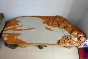 松花石茶海 茶盘 茶台 黄金裹玉 天然石材雕刻