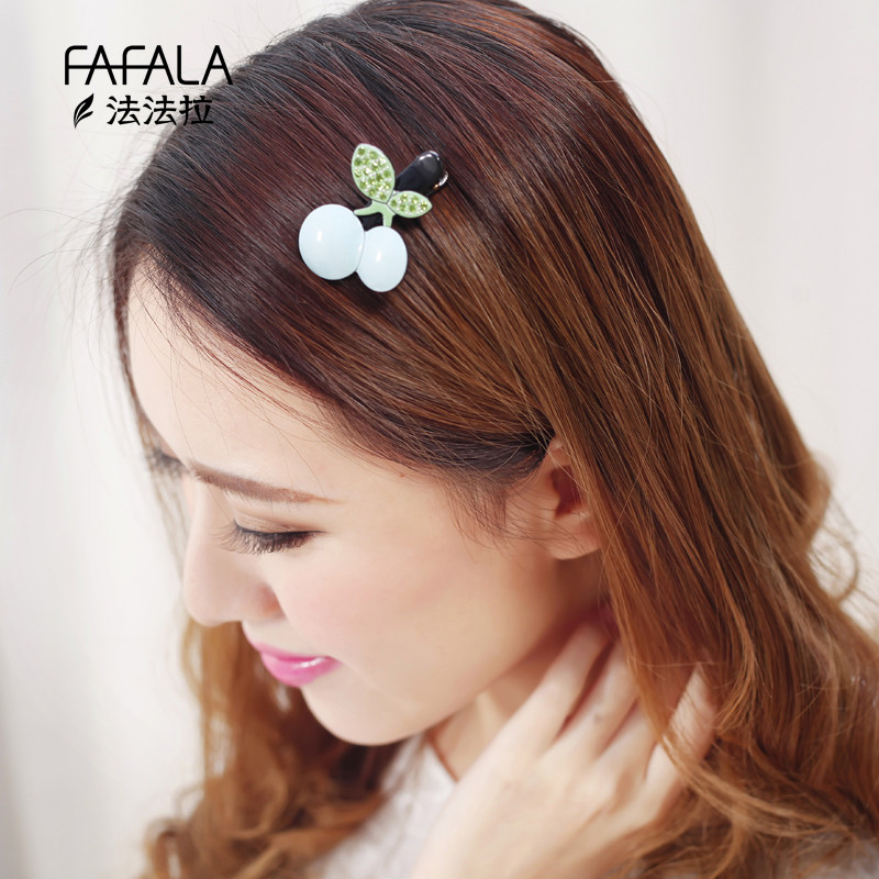 佩妮小樱桃鸭嘴夹韩国刘海夹发夹气质水钻醋酸边夹发卡bb夹发饰品