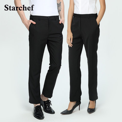 厨师工作裤男夏季通用后厨黑色