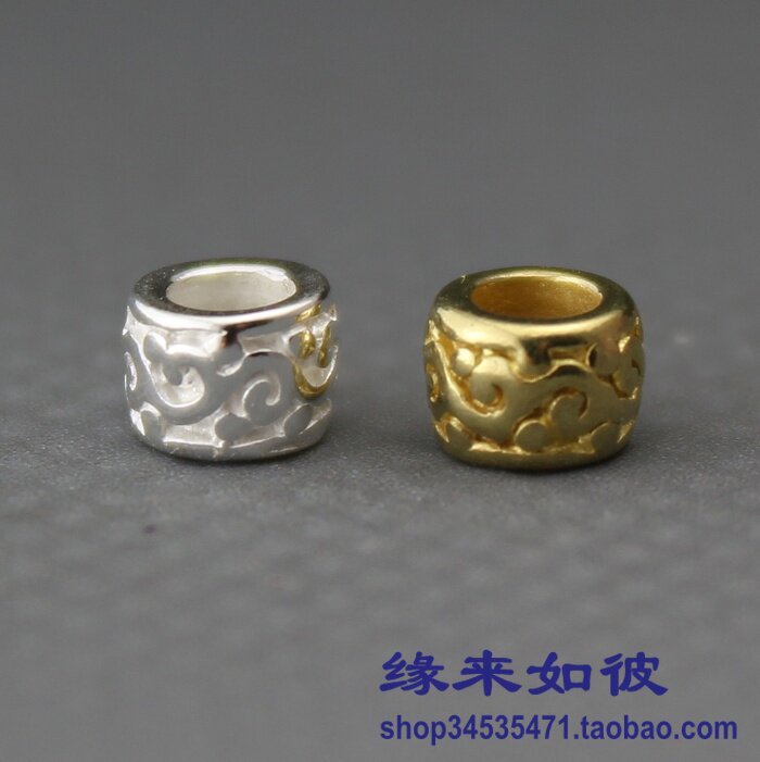 diy多功能雕花纯黄铜镀银隔珠图片