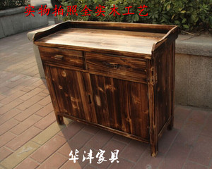 餐边柜碳烧茶水柜实木柜碗柜厨房收纳柜松木餐厅柜火锅店包间酒柜