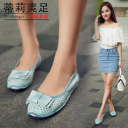 Tilly cool foot 2015 MOM and super soft and comfortable leather bow shoes flat bottom hole drive pregnant women shoes