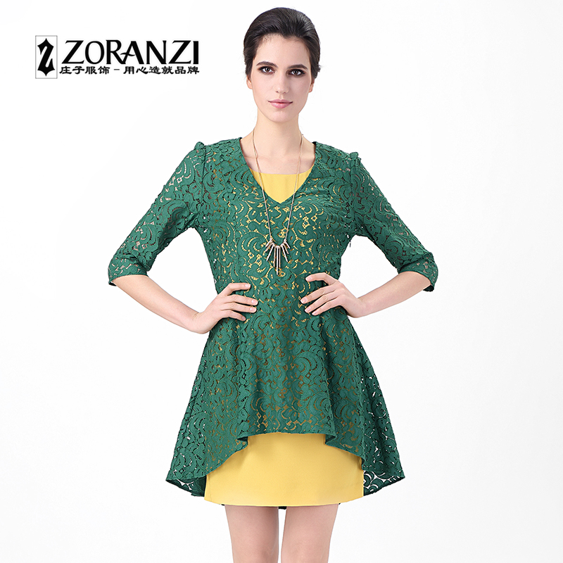 ZORANZI ׯ×ÓÅ®×°´º×°Å®Ê¿ÂÌÉ«ÖÐȹÎå·ÖÐäײɫÁ¬ÒÂȹŮ WDI23001